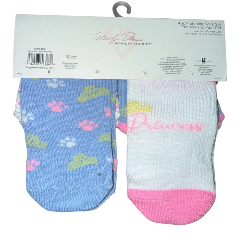 Marilyn Monroe Matching Pet and Owner Socks (small pet) 3 sets of 2 each new nwt